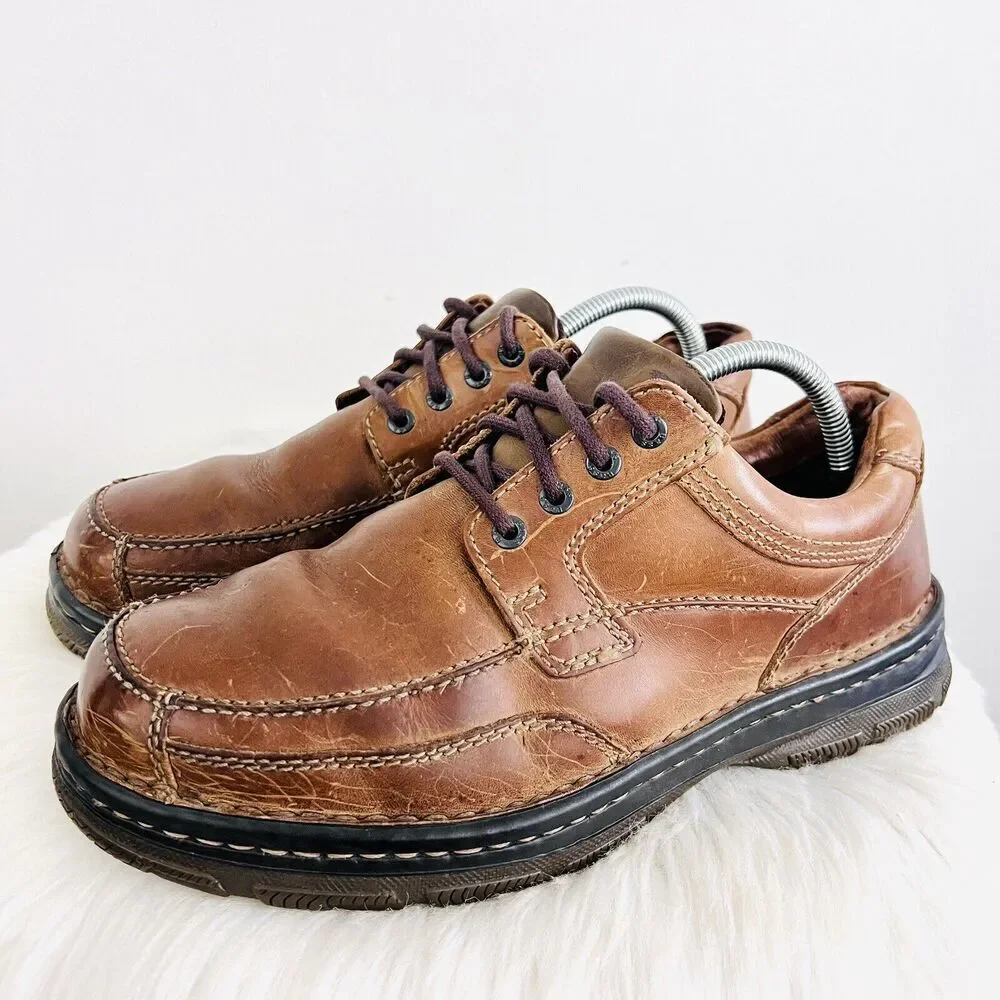 Bass Y2K Spruce Brown Leather Chunky Lug Worn Distressed Boots ~ 8.5MW